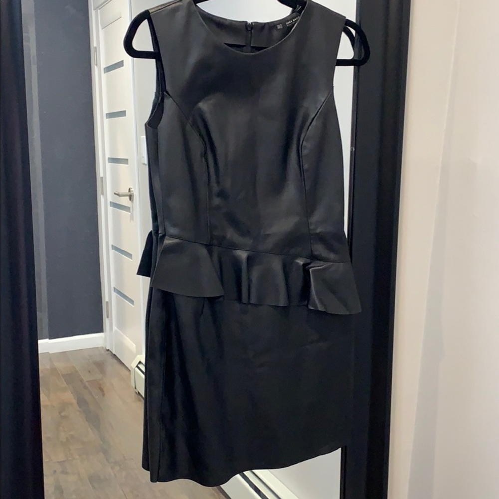 Black faux leather dress